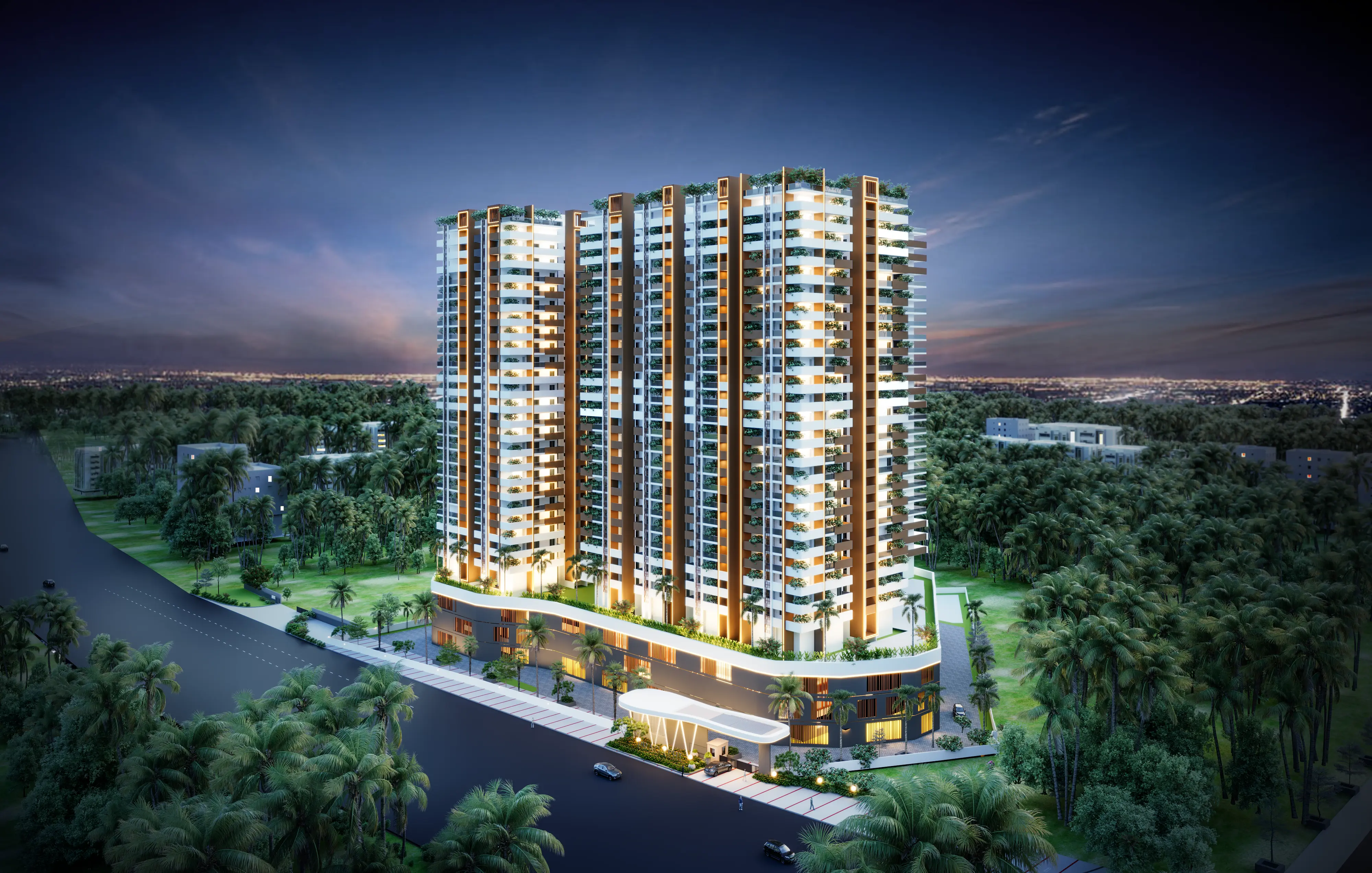 Green Woods Bowrampet night view